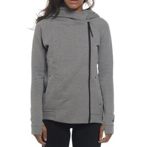 Nike Women's Medium Tech Fleece Cape Carbon Gray Black Zip Hoodie Sweatshirt P2